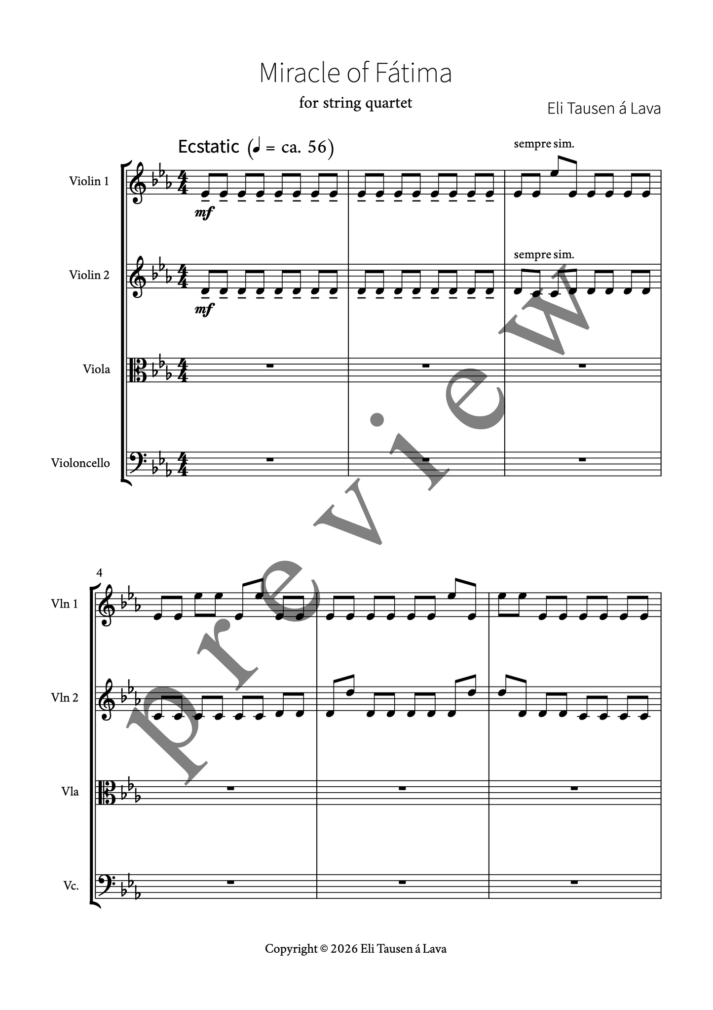 Miracle of Fátima (for string quartet)
