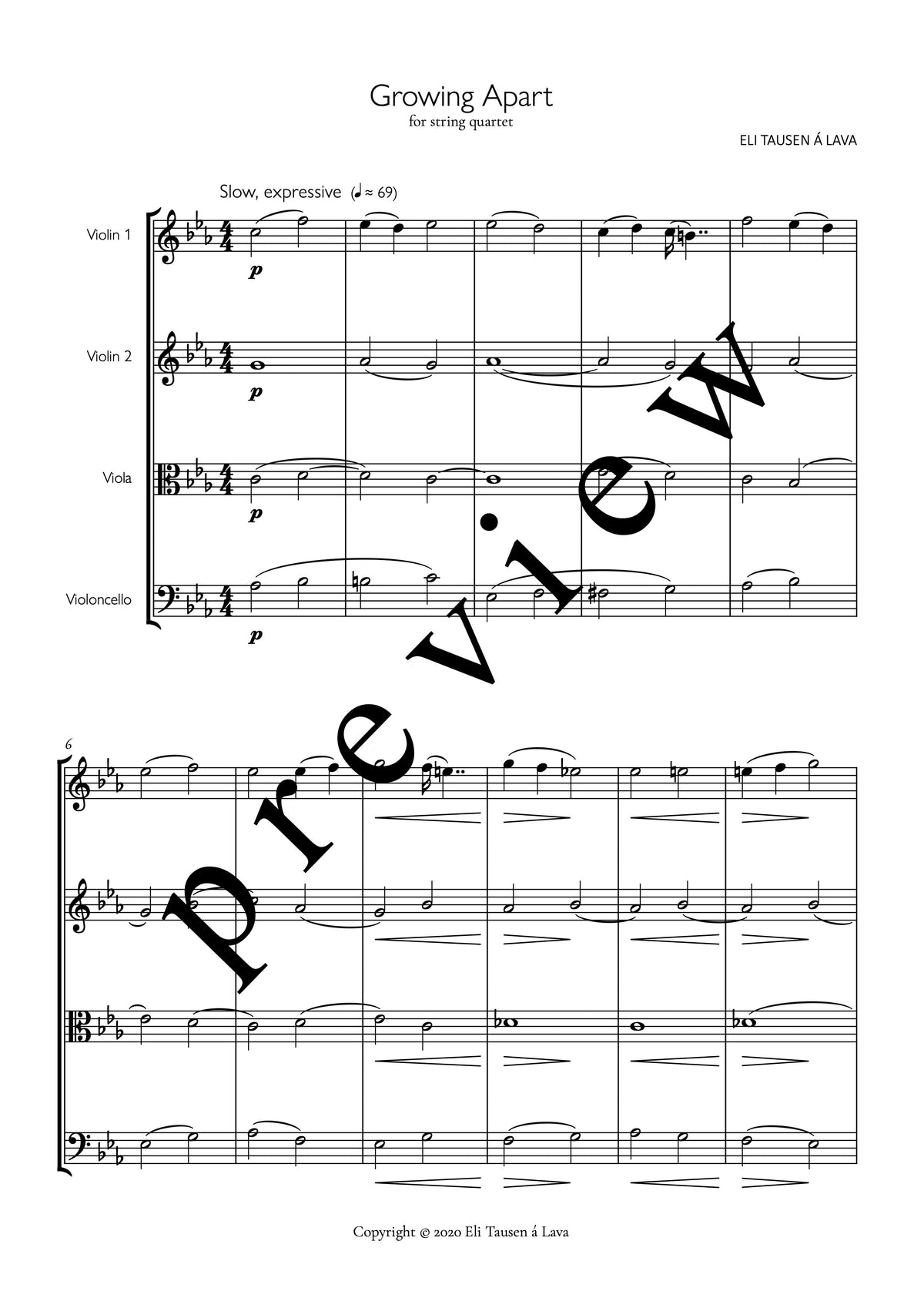 Growing Apart (for string quartet)