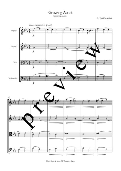 Growing Apart (for string quartet)