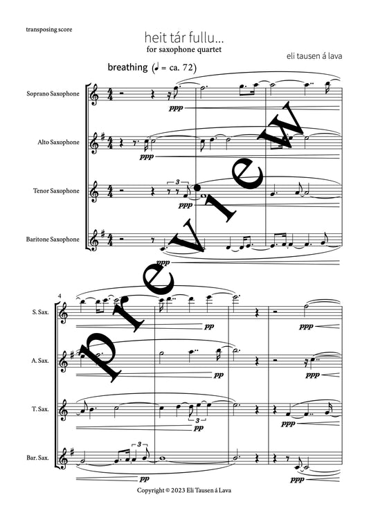 heit tár fullu... (for sax quartet)
